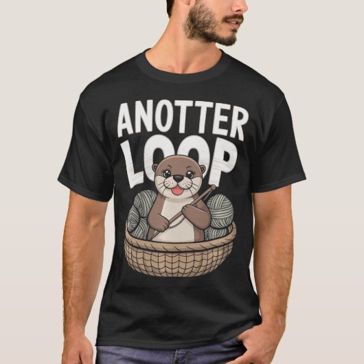 Anotter Loop - Lustiger häkelnder Ottergarn T-Shirt (Vorderseite)
