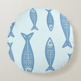 Anouke Küstenfisch / Fjord Blau Rundes Kissen