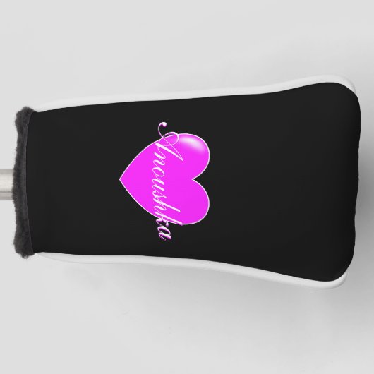 Anoushka Individuelle Name Template Black Pink Fem Golf Headcover (Vorderseite)