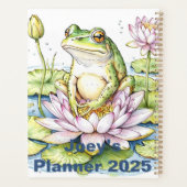 Anpassbar 2025 , Whimsical Frog, Frog and Lily Planer (Rückseite)