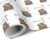 Anpassbar, Baby Boy Taufe Noah's Ark Geschenkpapier (Rolleneckpunkt)