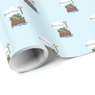Anpassbar, Baby Boy Taufe Noah's Ark Geschenkpapier