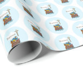 Anpassbar, Baby Boy Taufe Noah's Ark Geschenkpapier (Rolleneckpunkt)