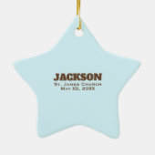 Anpassbar, Baby Boy Taufe Noah's Ark Keramikornament (Hinten)