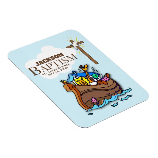 Anpassbar, Baby Boy Taufe Noah's Ark Magnet (Rechte Seite)