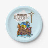 Anpassbar, Baby Boy Taufe Noah's Ark Pappteller (Vorderseite)