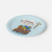 Anpassbar, Baby Boy Taufe Noah's Ark Pappteller (Schrägansicht)