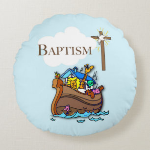 Anpassbar, Baby Boy Taufe Noah's Ark Rundes Kissen