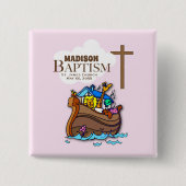 Anpassbar, Baby Girl Baptism Noah's Ark Button (Vorderseite)
