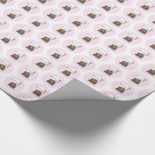 Anpassbar, Baby Girl Baptism Noah's Ark Geschenkpapier (Ecke)