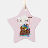 Anpassbar, Baby Girl Baptism Noah's Ark Keramikornament (Rechts)