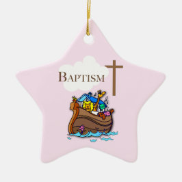 Anpassbar, Baby Girl Baptism Noah's Ark Keramikornament