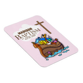 Anpassbar, Baby Girl Baptism Noah's Ark Magnet