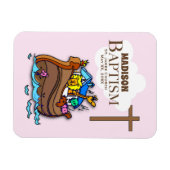 Anpassbar, Baby Girl Baptism Noah's Ark Magnet (Horizontal)
