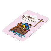 Anpassbar, Baby Girl Baptism Noah's Ark Magnet (Linke Seite)