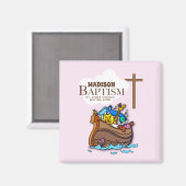 Anpassbar, Baby Girl Baptism Noah's Ark Magnet (Vorderseite/Rückseite)
