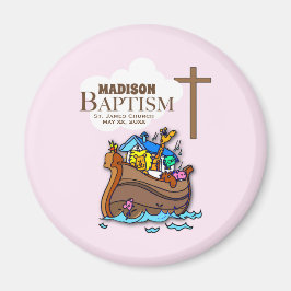 Anpassbar, Baby Girl Baptism Noah's Ark Magnet
