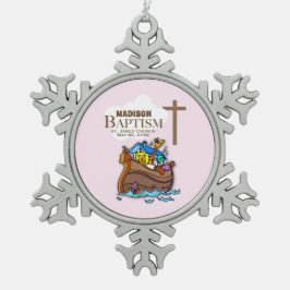 Anpassbar, Baby Girl Baptism Noah's Ark Schneeflocken Zinn-Ornament