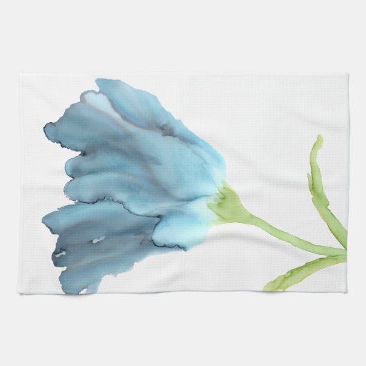 Anpassbar!! Blaue Tulpenweite-Blume- Geschirrtuch (Horizontal)