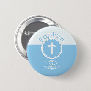 Anpassbar, blauer Junge Kind Gottes Taufe Button