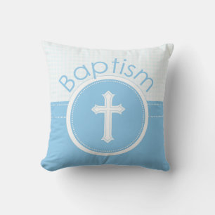 Anpassbar, blauer Junge Kind Gottes Taufe Kissen