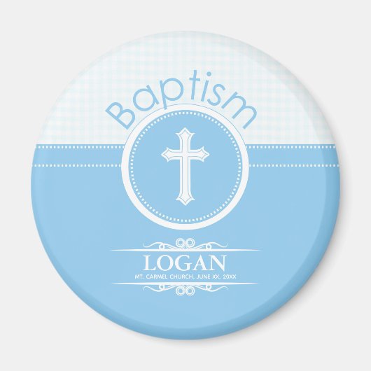 Anpassbar, blauer Junge Kind Gottes Taufe Magnet (Vorne)