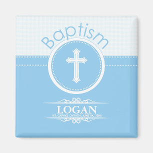 Anpassbar, Blaues Jungenkind Gottes Taufe Magnet