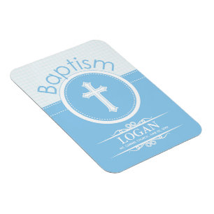 Anpassbar, Blaues Jungenkind Gottes Taufe Magnet