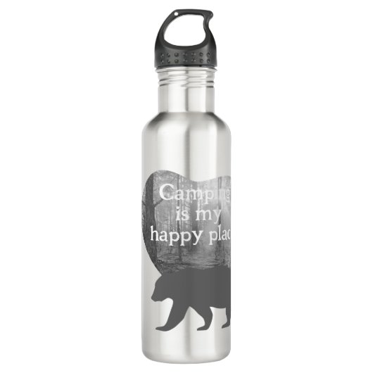 Anpassbar "Camping ist mein glücklicher Ort" Edelstahlflasche (Vorderseite)