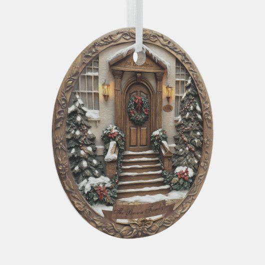 Anpassbar (Date&Name) schön geschnitzt/3D-Look Ornament Aus Glas (Vorderseite Rechts)