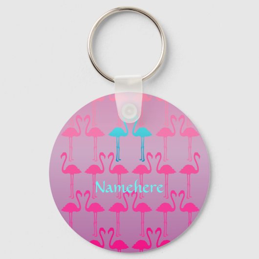 Anpassbar: Flamingo zwei Schlüsselanhänger (Vorderseite)