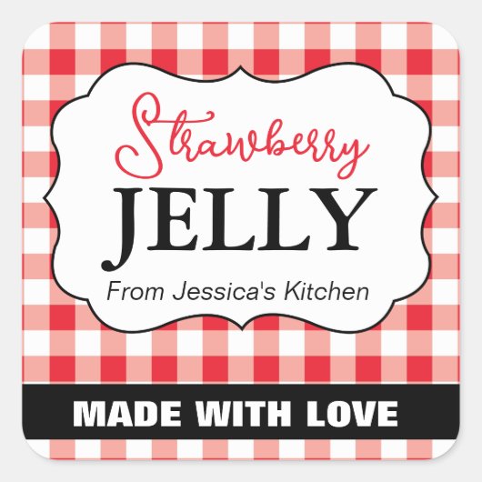 Anpassbar gebacken mit Liebe Label HM002_12sqv1 Quadratischer Aufkleber (Vorderseite)