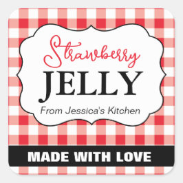 Anpassbar gebacken mit Liebe Label HM002_12sqv1 Quadratischer Aufkleber