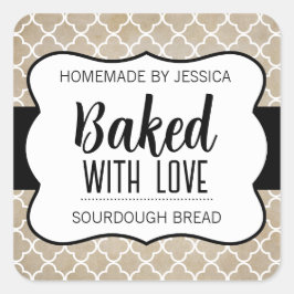 Anpassbar gebacken mit Liebe Label HM012sqv1 Quadratischer Aufkleber