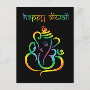 🕉 ☸ anpassbar, Happy Diwali mit Lord Ganesh Postkarte