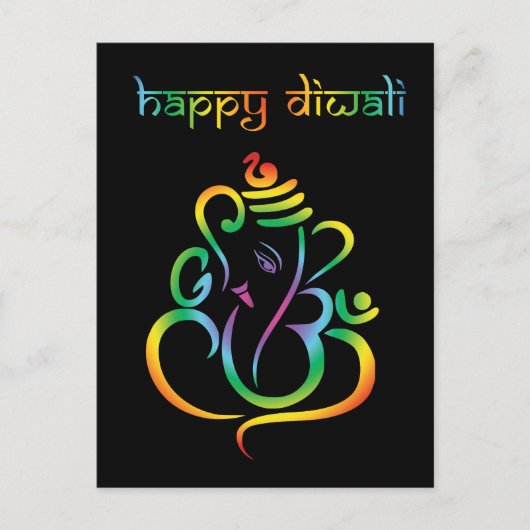 🕉 ☸ anpassbar, Happy Diwali mit Lord Ganesh Postkarte (Vorderseite)