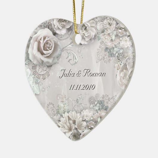 (Anpassbar) Hochzeitsherz Keramik Ornament (Links)