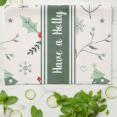 Anpassbar Holly Jolly Weihnachten Vintag Französis Geschirrtuch (Gefaltet)
