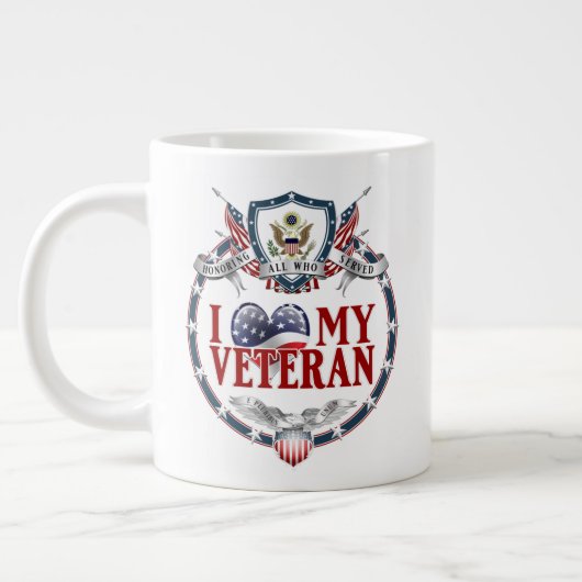 Anpassbar I Luv My Veteran 20oz Jumbo-Tasse (Links)