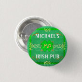 Anpassbar Ihr Name Irish Pub Grün Button (Vorne & Hinten)