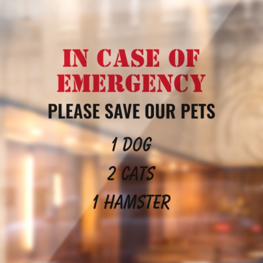 Anpassbar im Notfall Fensteraufkleber (Blatt 2)