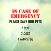 Anpassbar im Notfall Fensteraufkleber (Blatt 3)