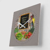 (Anpassbar) Küchenuhr mit Ihrem Namen Quadratische Wanduhr (Winkel)