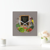 (Anpassbar) Küchenuhr mit Ihrem Namen Quadratische Wanduhr (Zuhause)