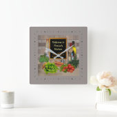 (Anpassbar) Küchenuhr mit Ihrem Namen Quadratische Wanduhr (Zuhause)