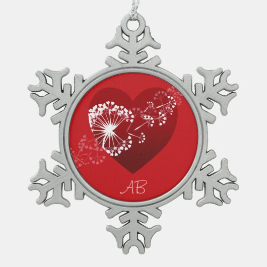 Anpassbar: Liebe Schneeflocken Zinn-Ornament (Vorderseite)
