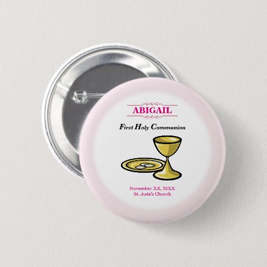 Anpassbar, Mädchen Kommunion Leib und Blut Button (Vorne & Hinten)