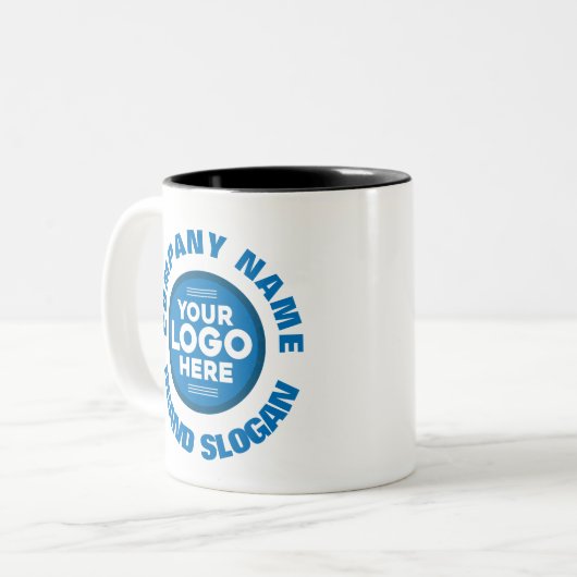 Anpassbar mit Firmennamen und Logo Zweifarbige Tasse (Vorderseite Links)