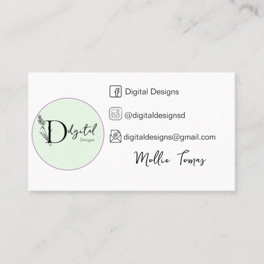 Anpassbar mit Personalisierten Logos und Social M Visitenkarte (Vorderseite)