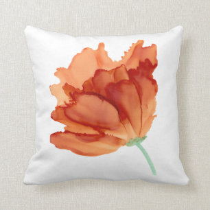 Anpassbar! Orangefarbene Mohn-Handmalerei Kissen
